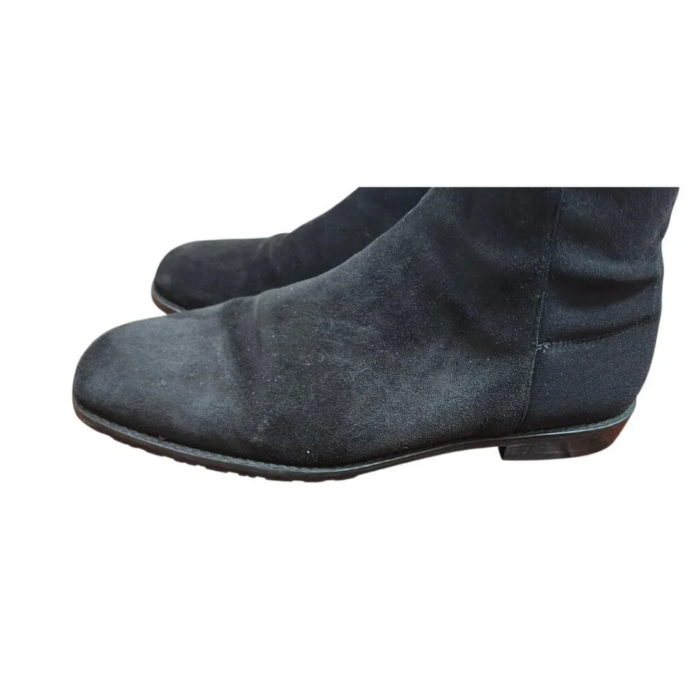 Stuart Weitzman 5050 Black Suede Over The Knee Flat Boots Stretch OTK Women 7.5
